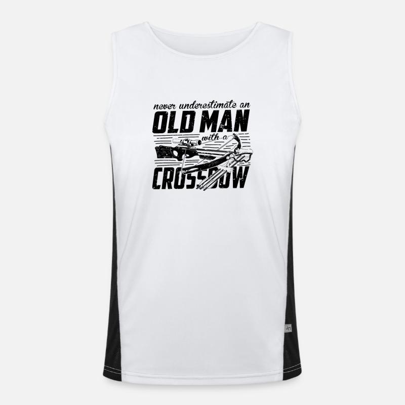 Crossbow never underestimate an old man Men's Functional Contrast Tank Top 