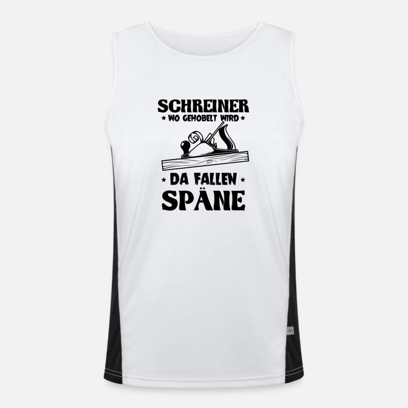 Schreiner wo gehobelt wird da Fallen Späne Funktionelles Kontrast-Tank Top für Männer 