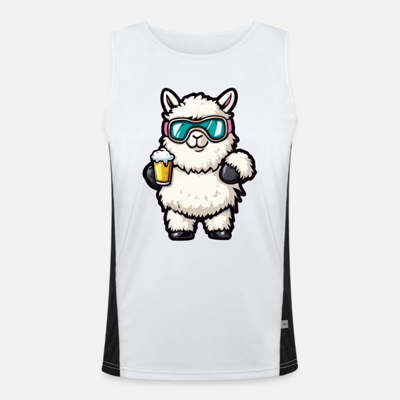 Alpaka Llama Apres Ski Bier Comic Funktionelles Kontrast-Tank Top für Männer 