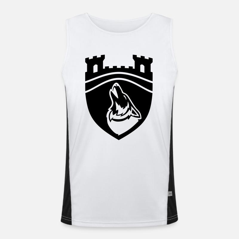 Wappen Wolfsburg modern heulender Wolf Turm Funktionelles Kontrast-Tank Top für Männer 