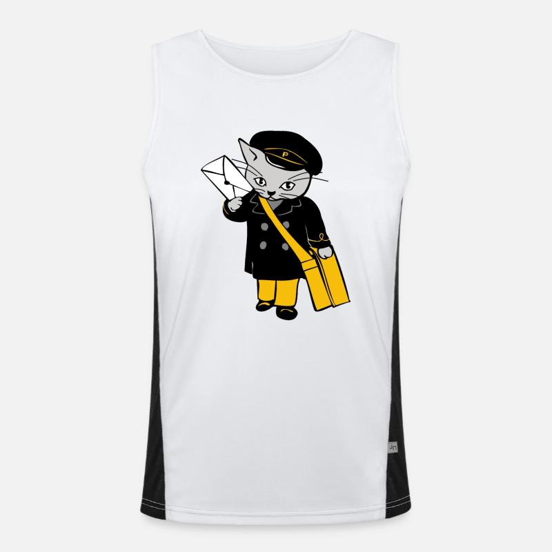 post cat dhl german post postmen cat letter Men's Functional Contrast Tank Top 