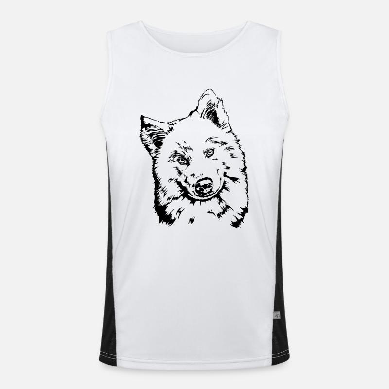 SAMOJEDE Hunde Portrait Wilsigns Hund Geschenk Funktionelles Kontrast-Tank Top für Männer 