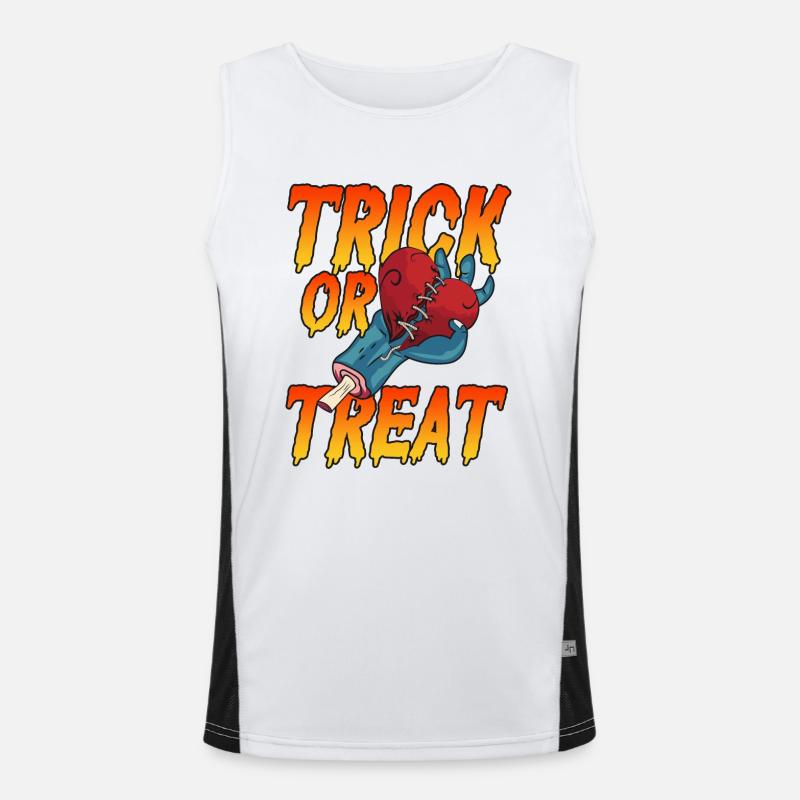 Halloween Trick or Treat Süßes oder Saures Herz Funktionelles Kontrast-Tank Top für Männer 