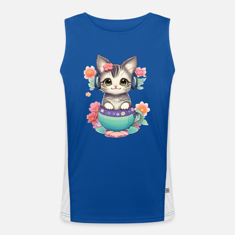 Mignon bébé chat dans un monde de fleurs Débardeur respirant contrasté Homme 