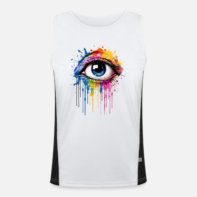 Ausdrucksstarkes Regenbogenauge Funktionelles Kontrast-Tank Top für Männer 