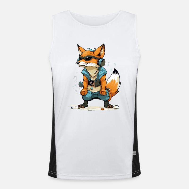Zoki the fox - Men's Functional Contrast Tank Top  - white/black