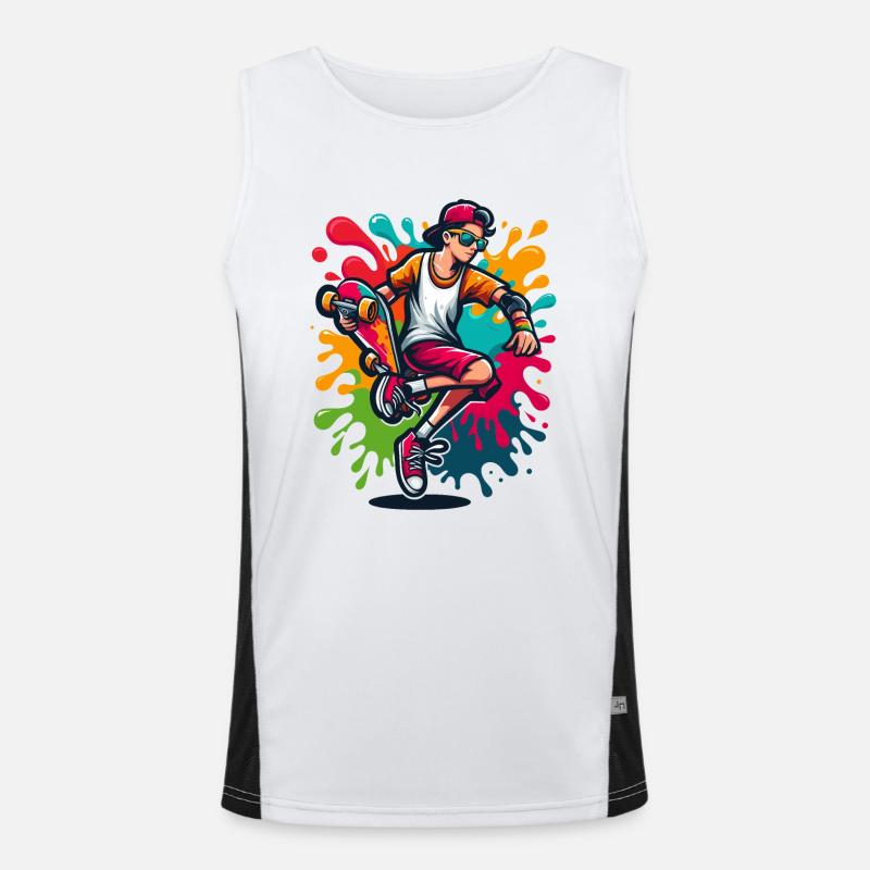 Skateboard mit Farbklecksen Funktionelles Kontrast-Tank Top für Männer 