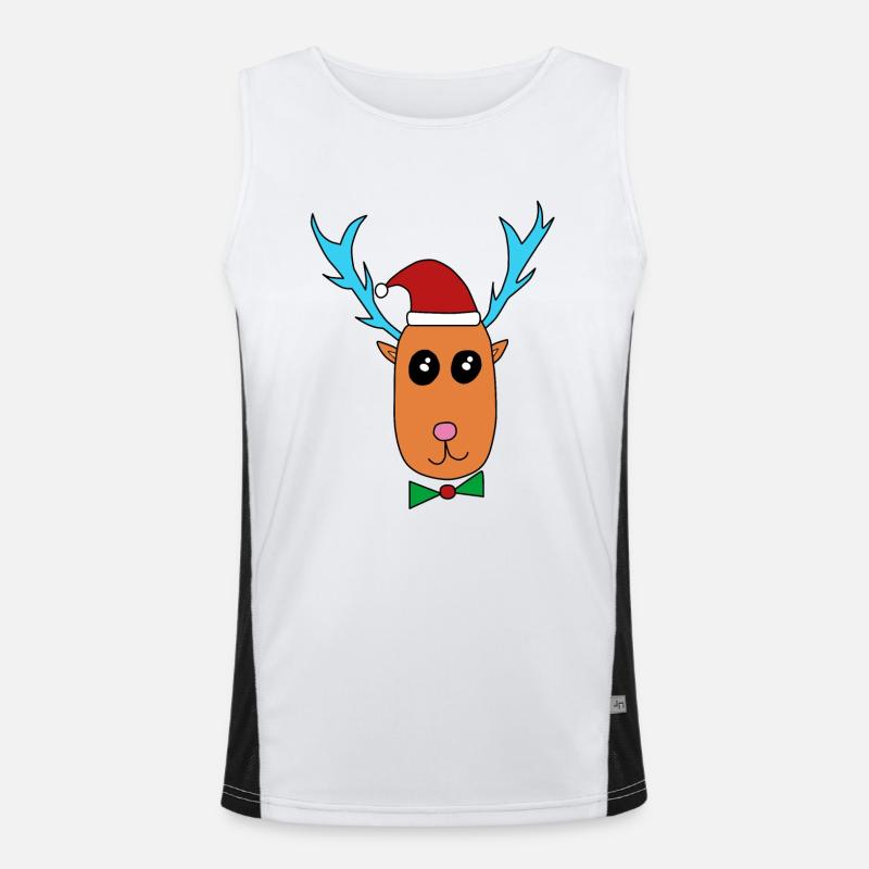 Reindeer celebrates Christmas Men's Functional Contrast Tank Top 