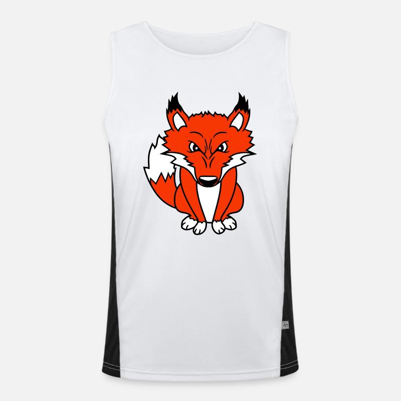 Fuchs Böser Blick Gefährlich Rotfuchs Wildes Tier Funktionelles Kontrast-Tank Top für Männer 