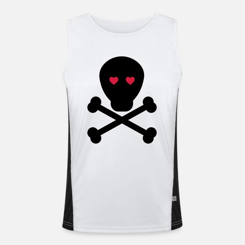 crâne des os du crâne de coeur amour psycho Débardeur respirant contrasté Homme 