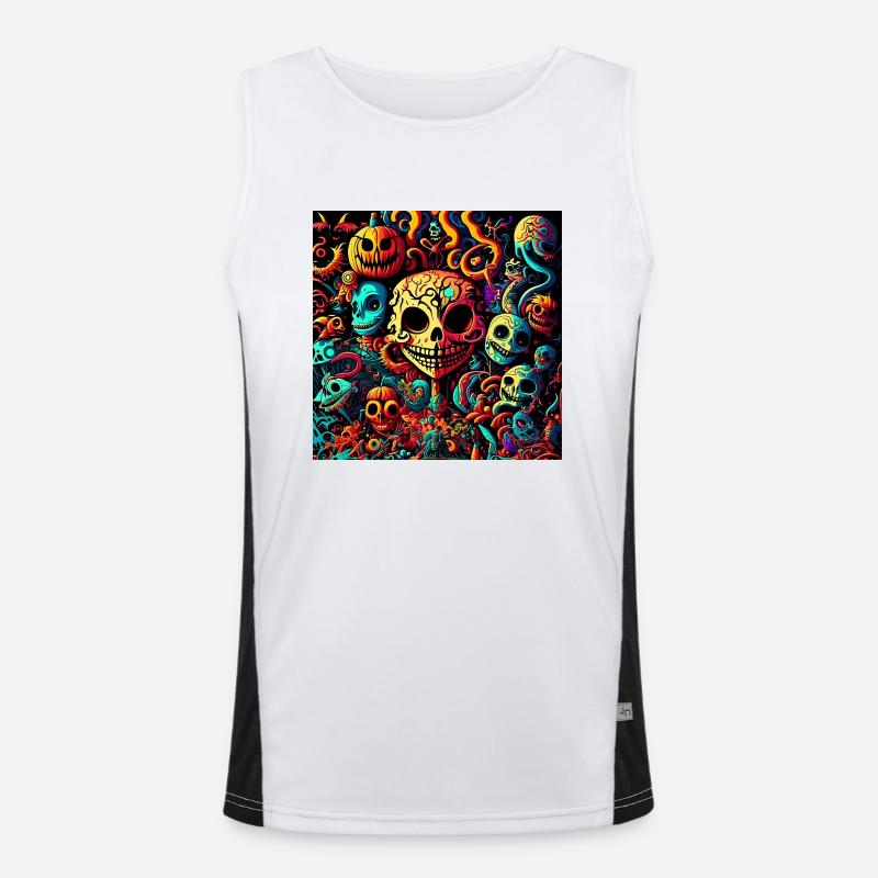 Psychedelic Halloween pattern - Men's Functional Contrast Tank Top  - white/black