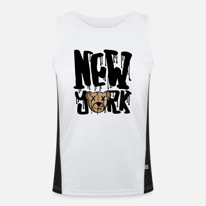 new york, bear,style Men's Functional Contrast Tank Top 