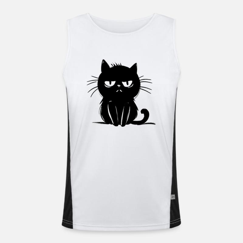 Chat noir agacé - dessin mignon Débardeur respirant contrasté Homme 