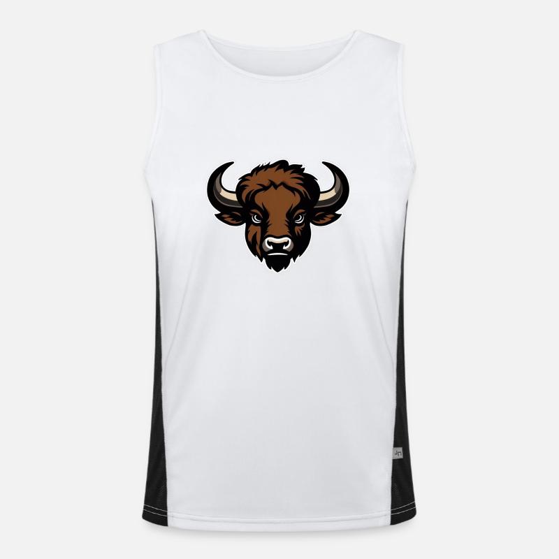 Logo de bison de dessin animé Débardeur respirant contrasté Homme 