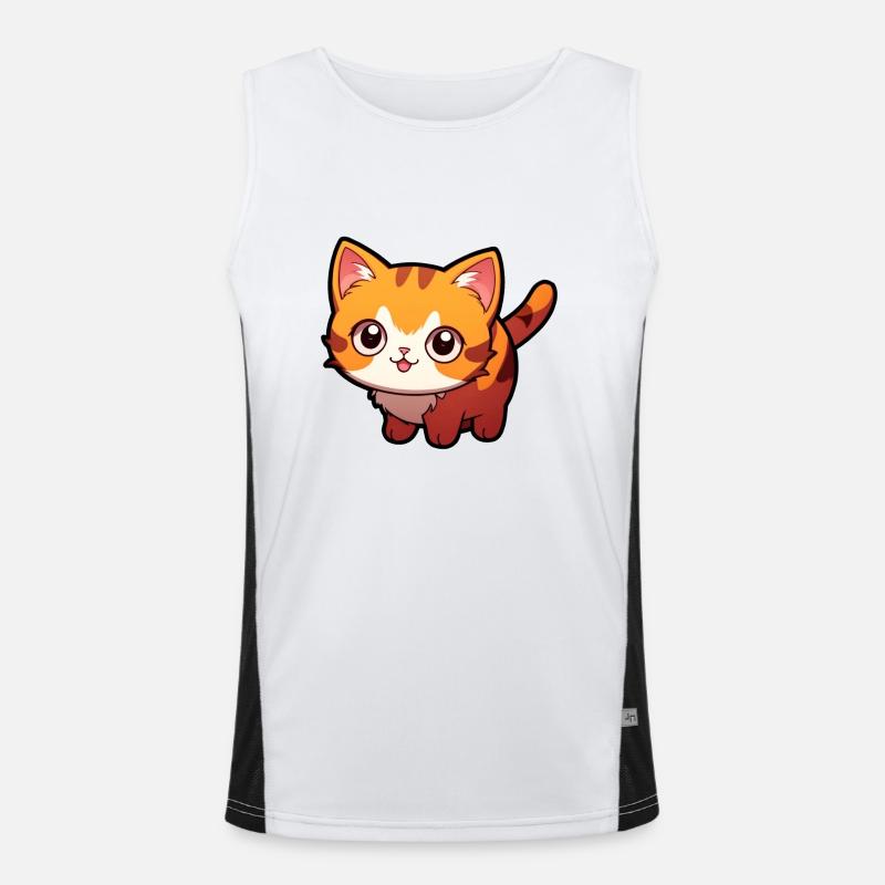 Cute Cartoon Cat Men's Functional Contrast Tank Top 