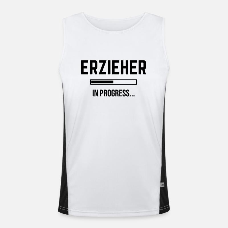 Educator In Progress - Men's Functional Contrast Tank Top  - white/black