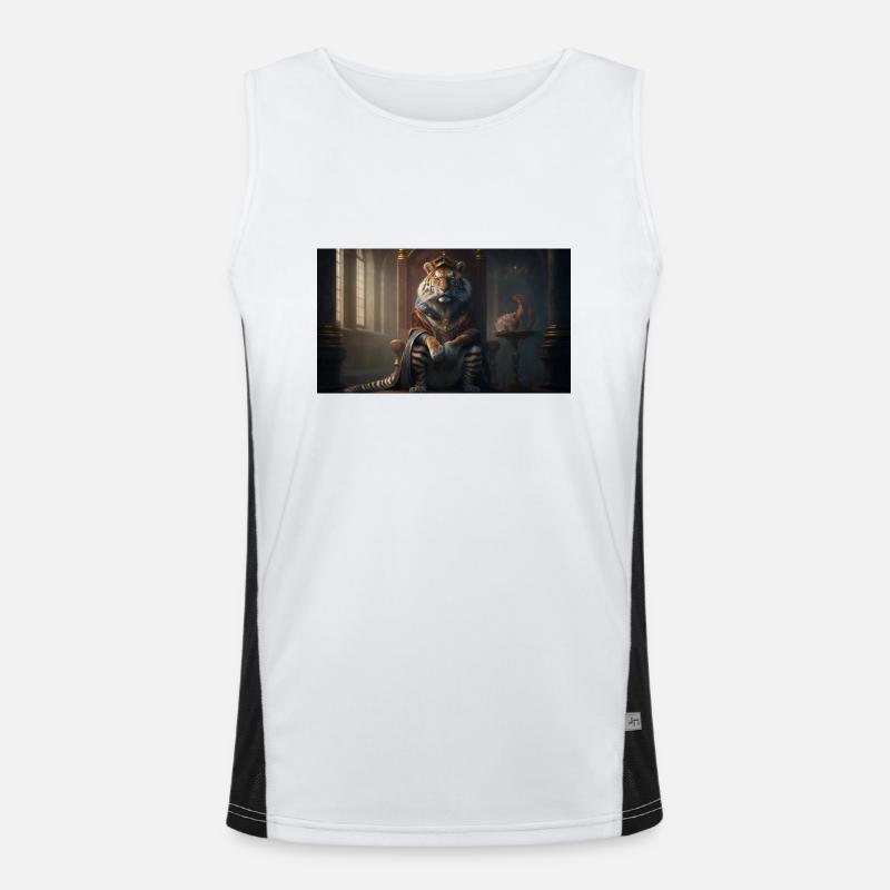 Tiger sitting on a throne, generative AI Men's Functional Contrast Tank Top 