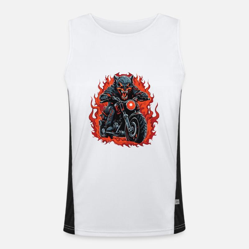 Motorcycle Wolf Biker - Men's Functional Contrast Tank Top  - white/black