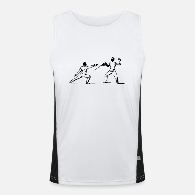 fencing fights floret sword parry samurai16 Men's Functional Contrast Tank Top 