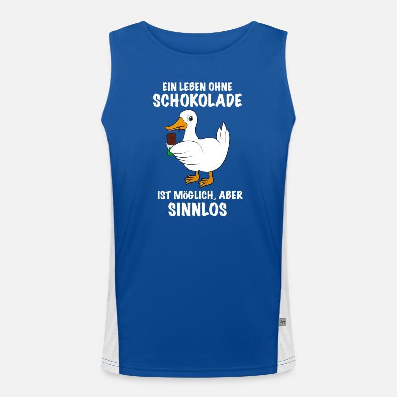 Ente mit Schokolade Spruch Funktionelles Kontrast-Tank Top für Männer 