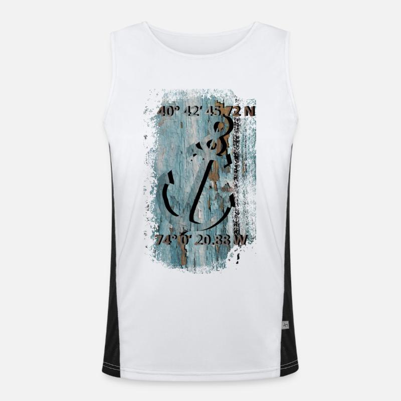 Anchor with coordinates Men's Functional Contrast Tank Top 
