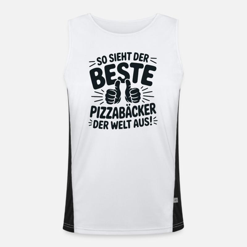 Pizzabäcker Geschenkidee Funktionelles Kontrast-Tank Top für Männer 