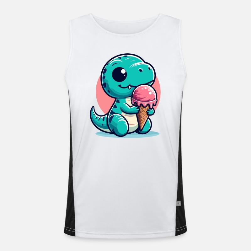 Süßer T-Rex mit Eis Dinosaurier Geschenk Funktionelles Kontrast-Tank Top für Männer 