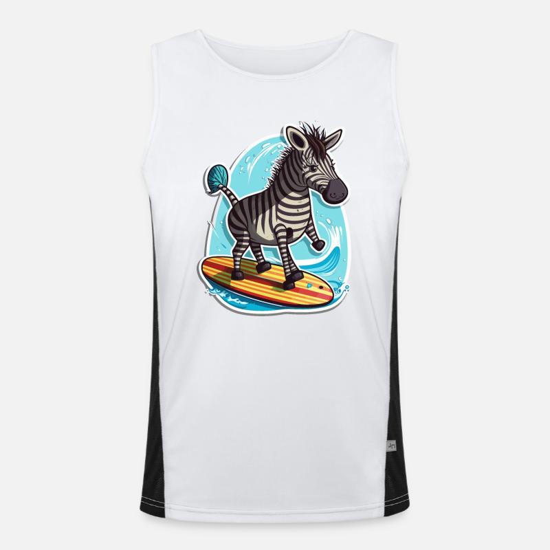 Surfendes Zebra Funktionelles Kontrast-Tank Top für Männer 