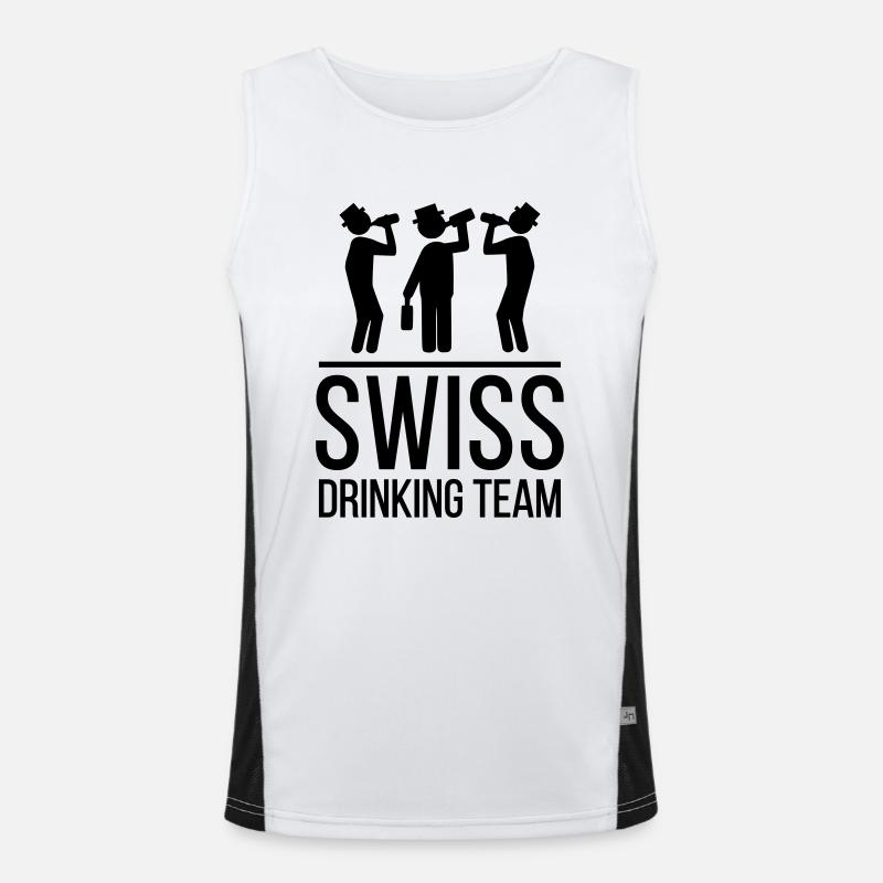 Swiss Drinking Team - Men's Functional Contrast Tank Top  - white/black
