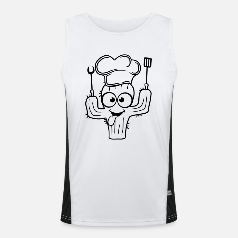 cactus soft cook restaurant grill chef hat pancake Men's Functional Contrast Tank Top 