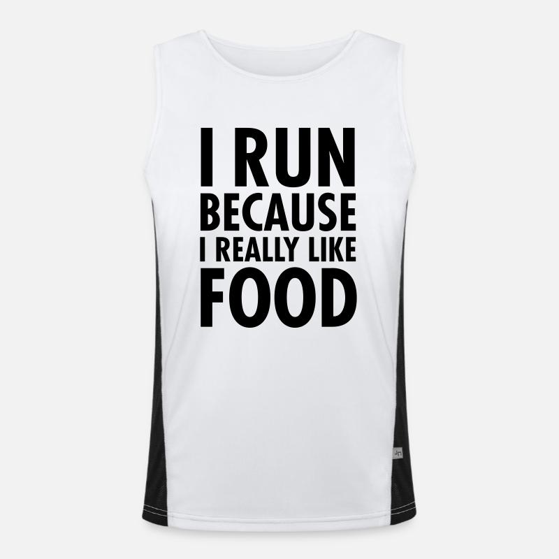 I Run Because I Really Like Food Funktionelles Kontrast-Tank Top für Männer 