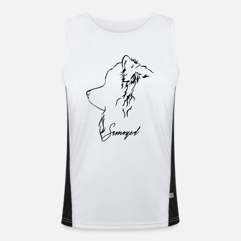 SAMOYED Profile Dogs Dog Wilsigns Men's Functional Contrast Tank Top 
