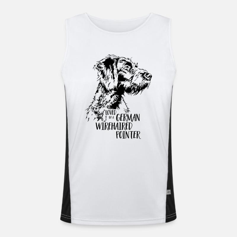 Loved by a German Wirehaired Pointer Hundespruch Funktionelles Kontrast-Tank Top für Männer 