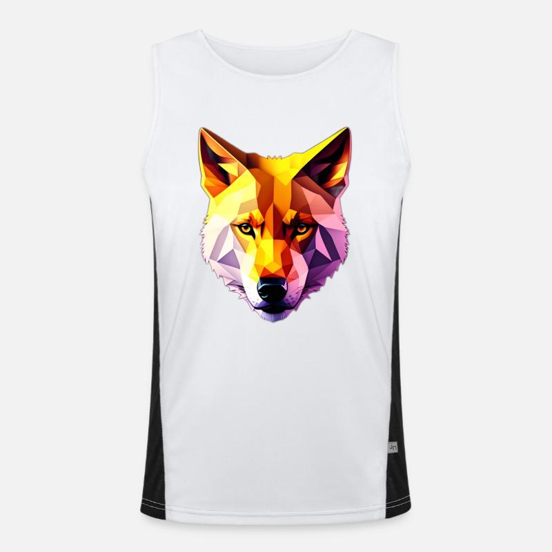 Conception de visage à faible Poly Wolf Débardeur respirant contrasté Homme 