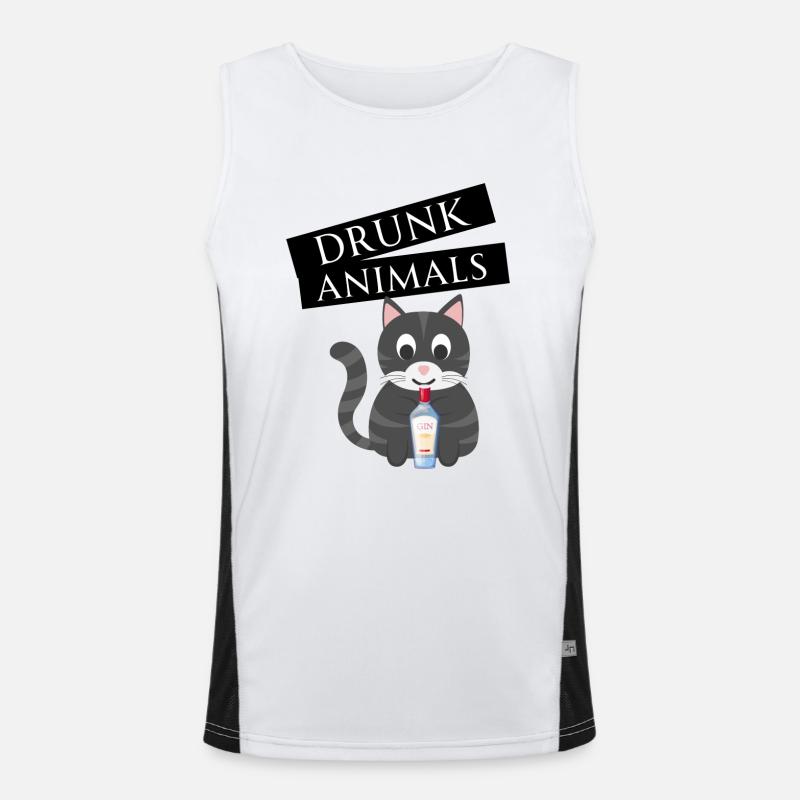 Drunk Animals - GinCat Funktionelles Kontrast-Tank Top für Männer 
