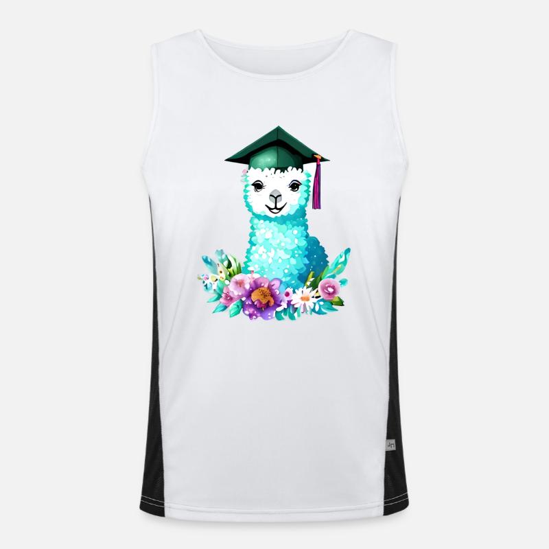 Bachelor Schulabschluss Alpaka Studium Absolvent Funktionelles Kontrast-Tank Top für Männer 