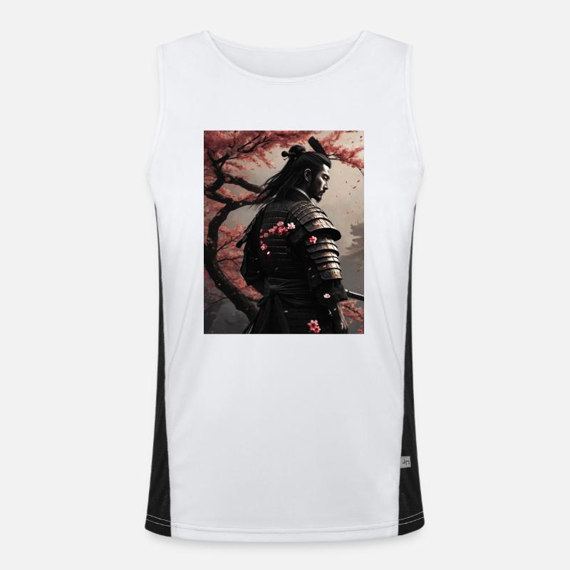 Samurai Cherry Blossoms Men's Functional Contrast Tank Top 