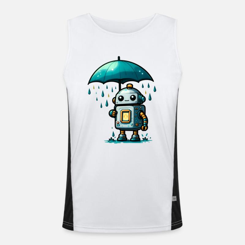 Roboter im Regen Funktionelles Kontrast-Tank Top für Männer 
