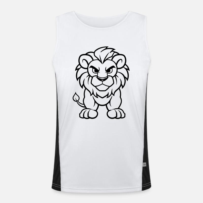 Lion Comic - Men's Functional Contrast Tank Top  - white/black
