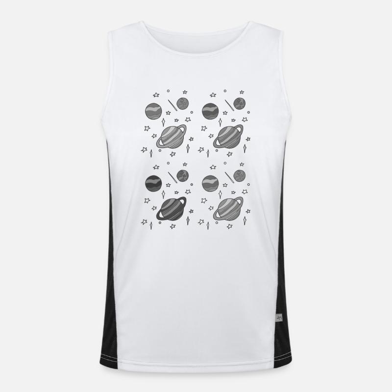 Planet pattern grayscale Men's Functional Contrast Tank Top 