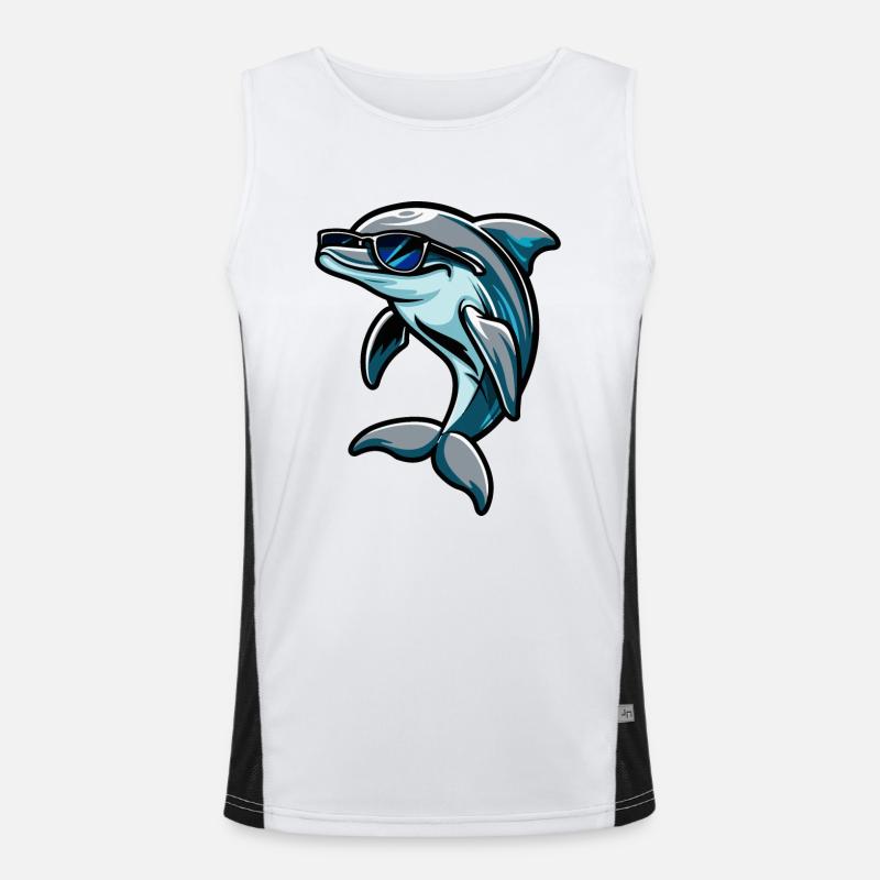 Dolphin Comic Cool - Men's Functional Contrast Tank Top - white/black