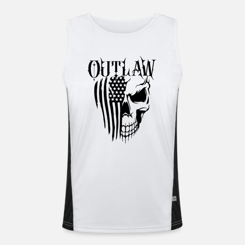 Outlaws skull Motorway gangs Biker death Men's Functional Contrast Tank Top 