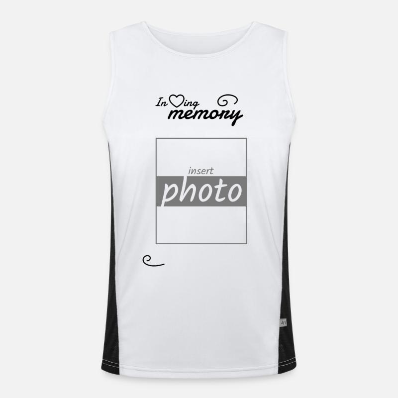 Til minde om - indsæt dit eget billede - Funktionel kontrast tanktop til herrer  - hvid/sort