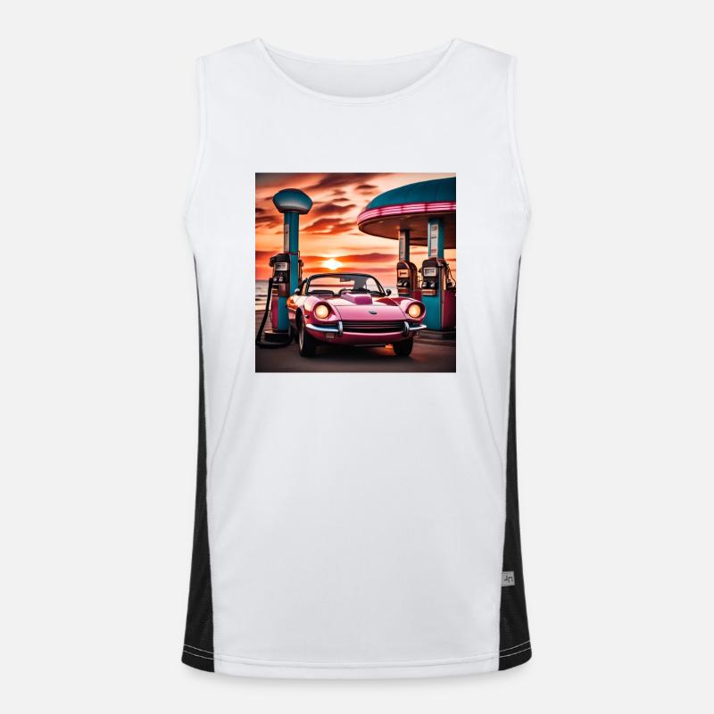 Synthwave style Men's Functional Contrast Tank Top 