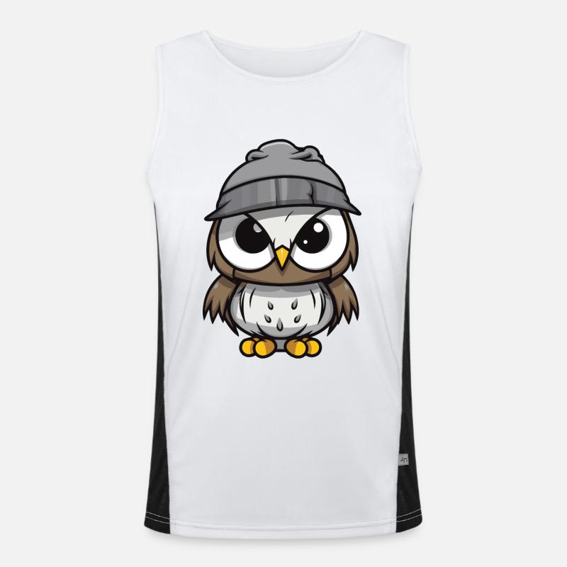 Eule Winter Comic Funktionelles Kontrast-Tank Top für Männer 