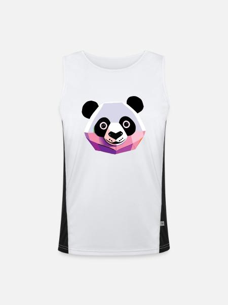 Panda Low Poly - Men's Functional Contrast Tank Top  - white/black