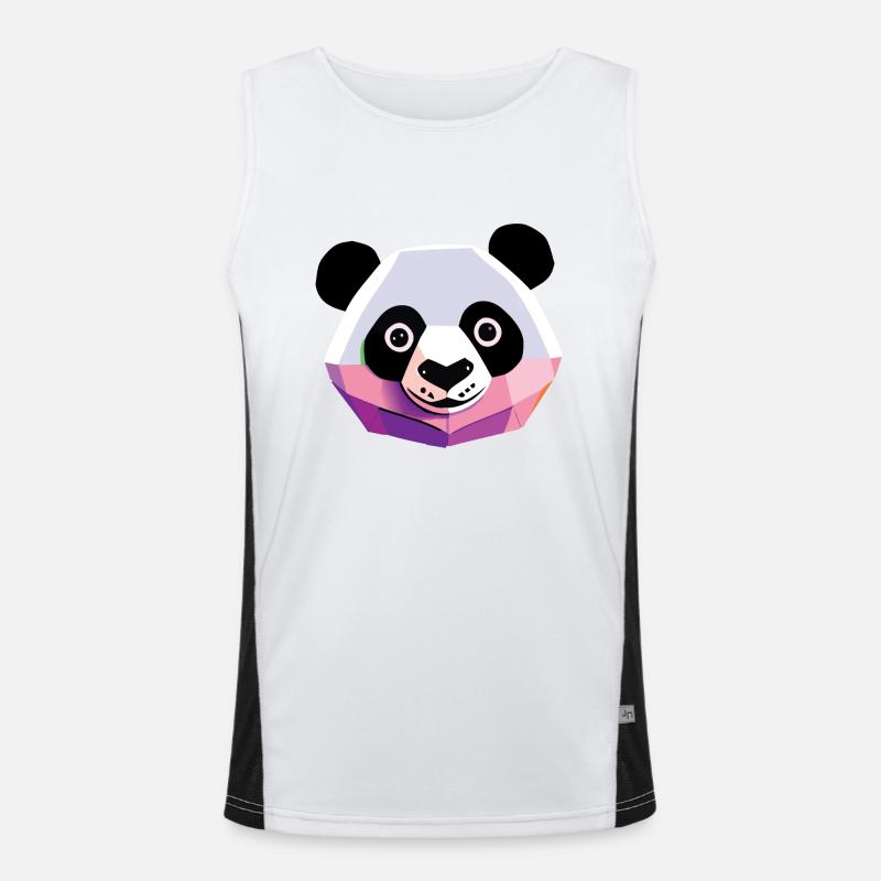 Panda Low Poly - Men's Functional Contrast Tank Top  - white/black