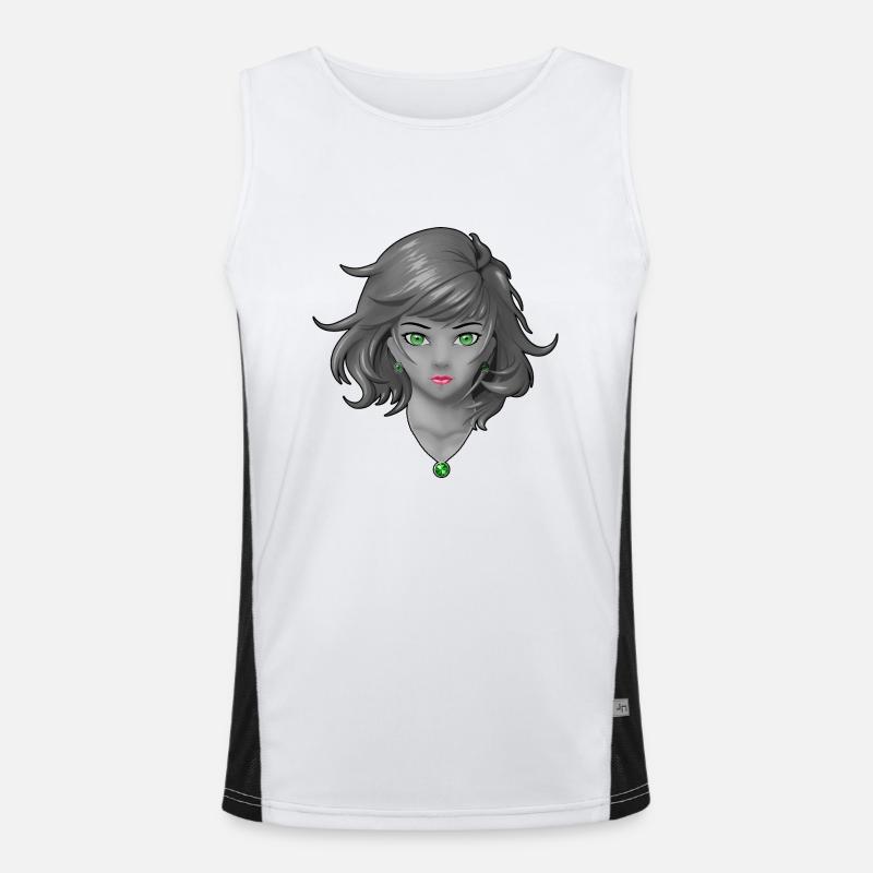 Anime Mädchen mit hübschem Schmuck Funktionelles Kontrast-Tank Top für Männer 
