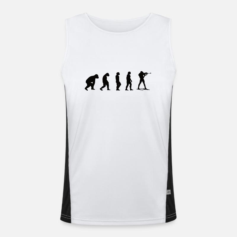 Biathlet Biathlon Geschenk Evolution Wintersport Funktionelles Kontrast-Tank Top für Männer 