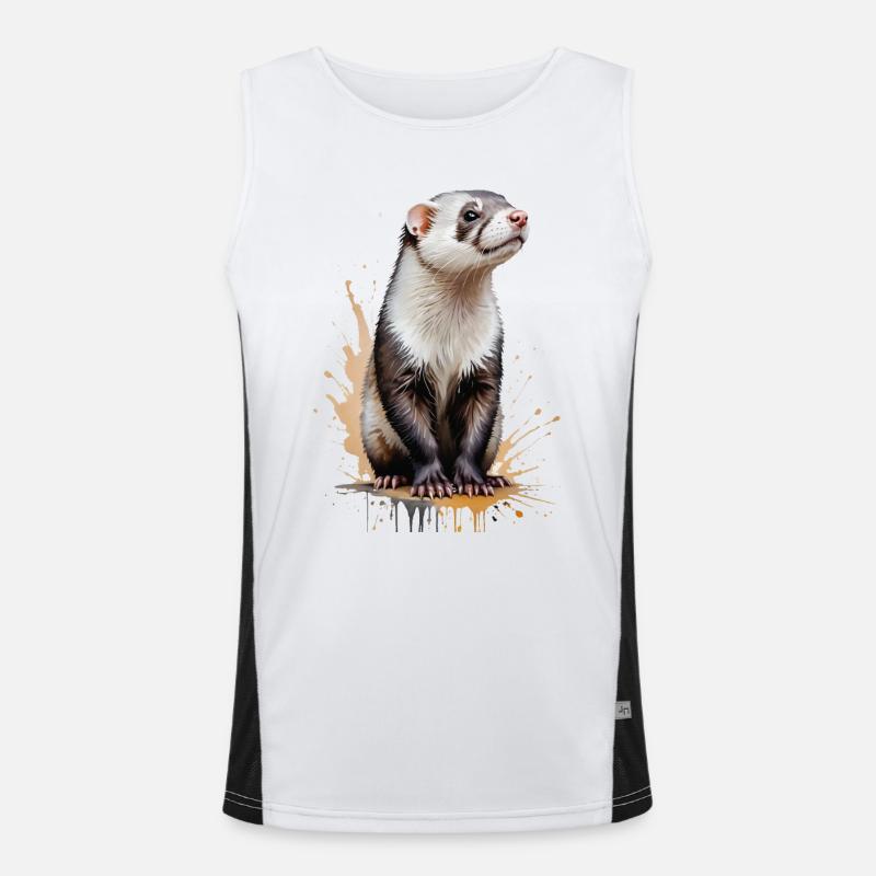 Frettchen Aquarell - Verspieltes Fellknäuel Funktionelles Kontrast-Tank Top für Männer 